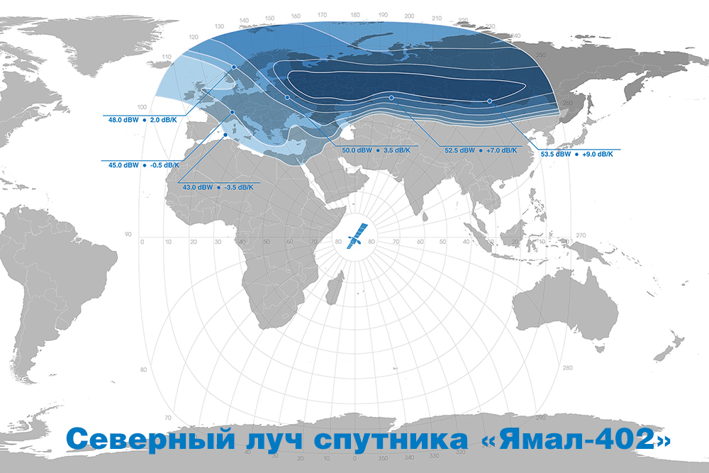 Карта покрытия спутника ямал 601